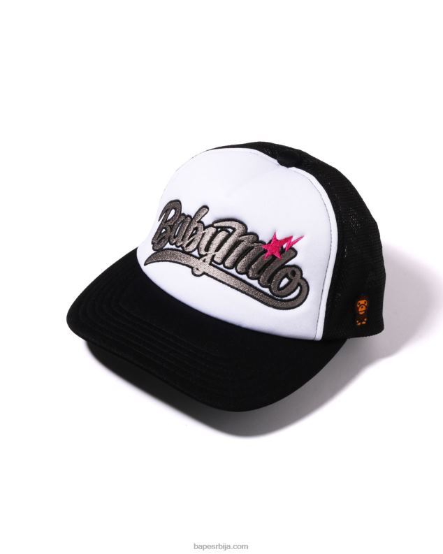 црн Жене A Bathing Ape беби мило вез мрежаста капа J42801141