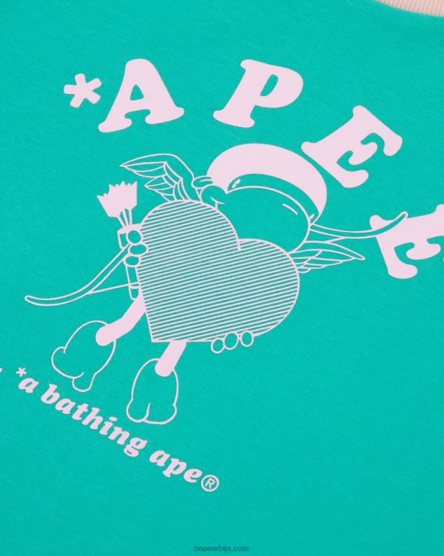 розе Жене A Bathing Ape раглан мајица дугих рукава са графиком J42801053