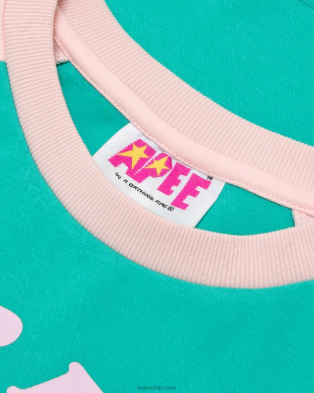 розе Жене A Bathing Ape раглан мајица дугих рукава са графиком J42801053