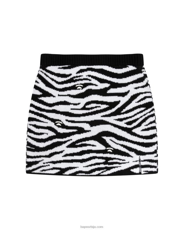 црн Жене A Bathing Ape плетена сукња са узорком зебре J42801038