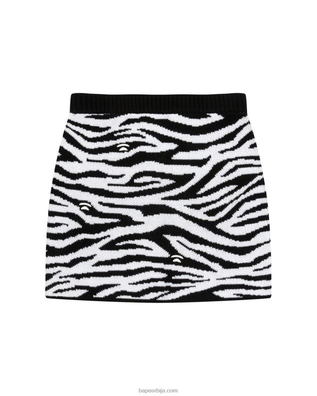црн Жене A Bathing Ape плетена сукња са узорком зебре J42801038