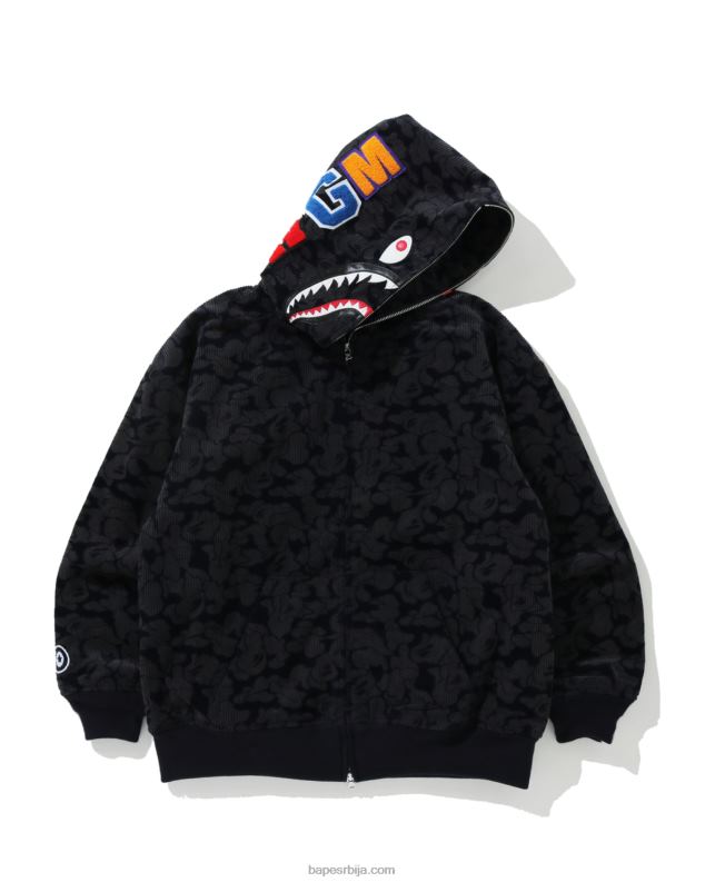 Морнарско плаво Жене A Bathing Ape чврста маскирна јакна од ајкуле са капуљачом са пуним патентним затварачем J42801025