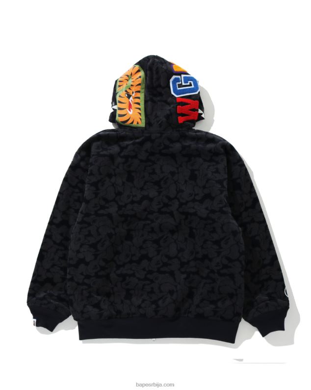 Морнарско плаво Жене A Bathing Ape чврста маскирна јакна од ајкуле са капуљачом са пуним патентним затварачем J42801025