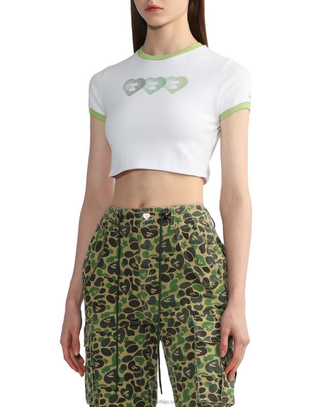 бео Жене A Bathing Ape графички цроп мајица #3 J4280846