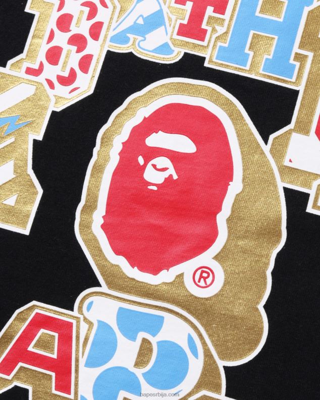 црн Жене A Bathing Ape мик закрпљена колеџ мајица J42801008
