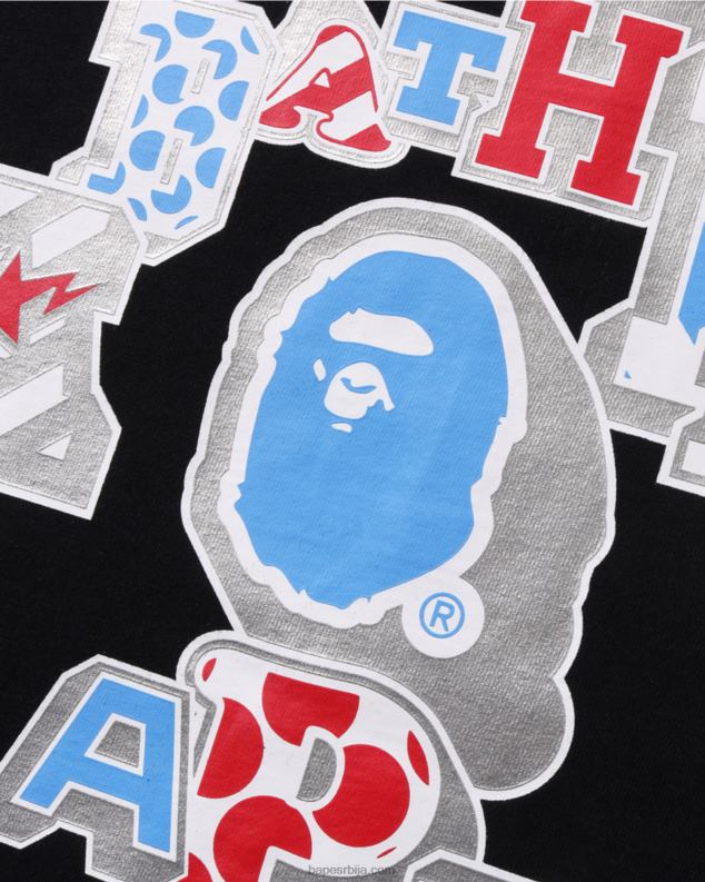црн Жене A Bathing Ape мик закрпљена колеџ мајица J42801009