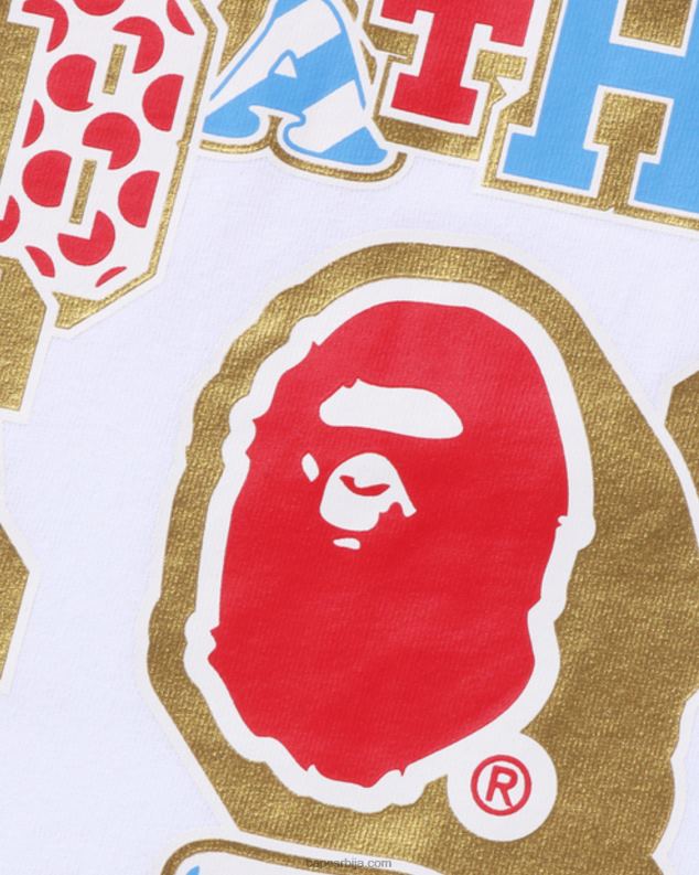 бео Жене A Bathing Ape мик закрпљена колеџ мајица J42801010