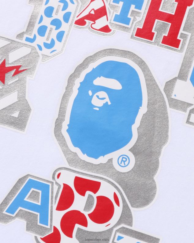бео Жене A Bathing Ape мик закрпљена колеџ мајица J42801011