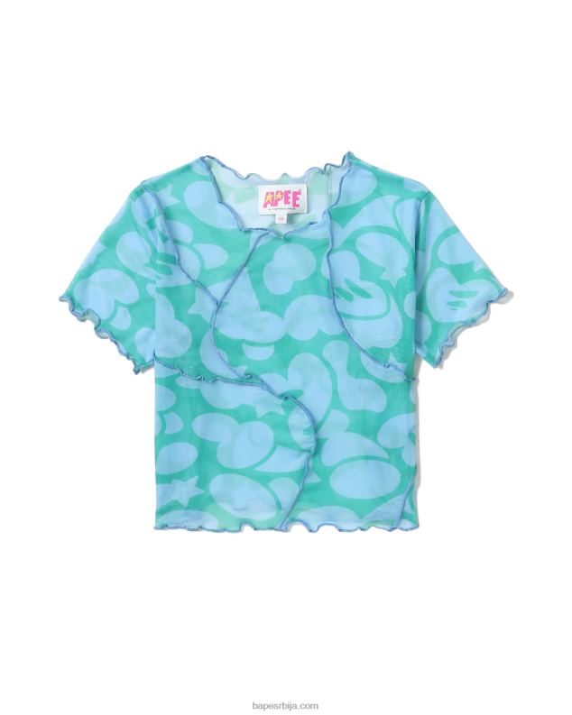 Плави Жене A Bathing Ape кроп топ од мреже са узорком J4280818
