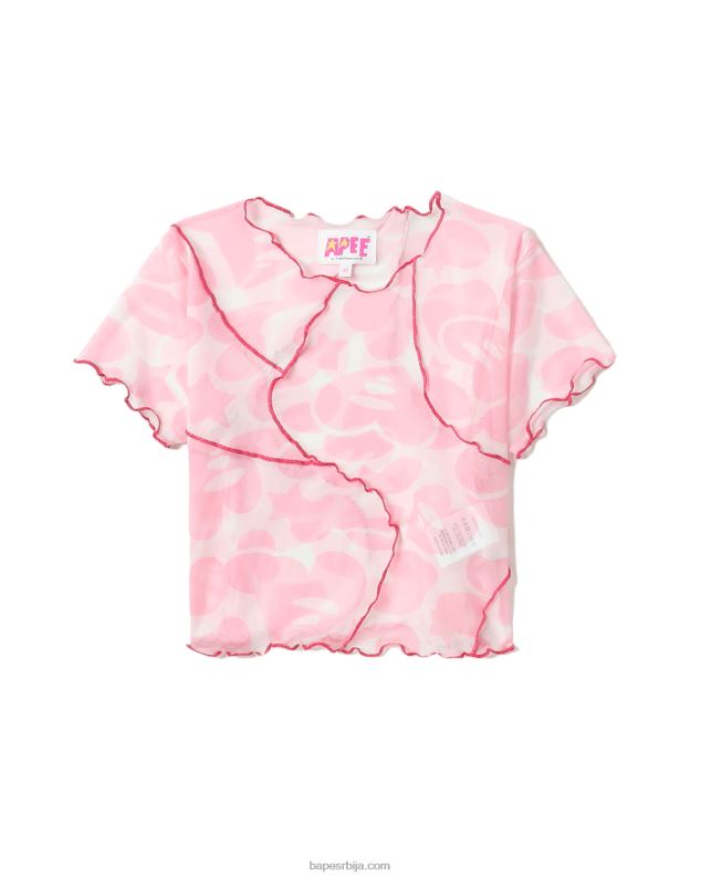 розе Жене A Bathing Ape кроп топ од мреже са узорком J4280819