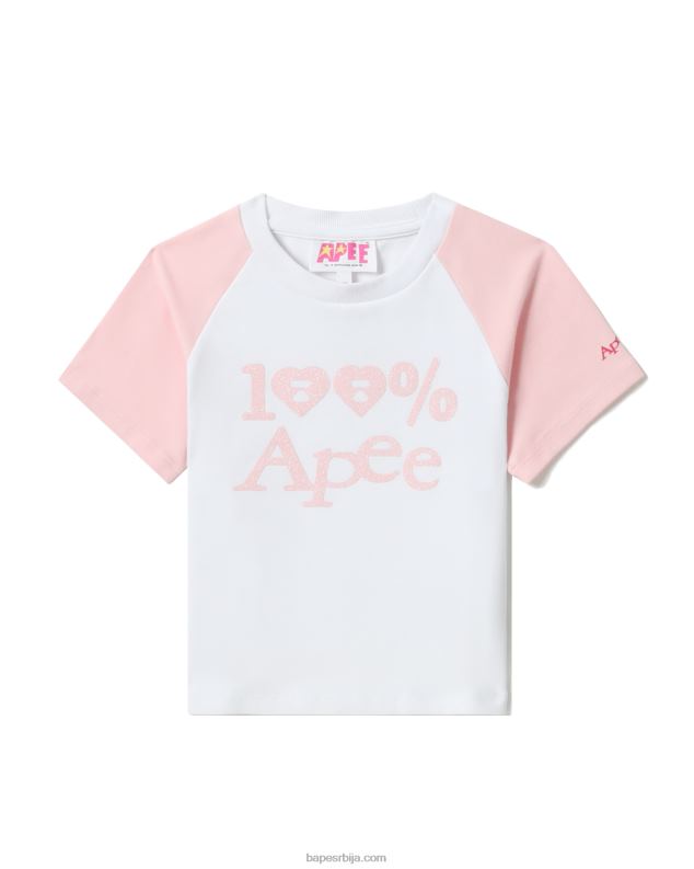 бео Жене A Bathing Ape графички кроп раглан мајица J4280836