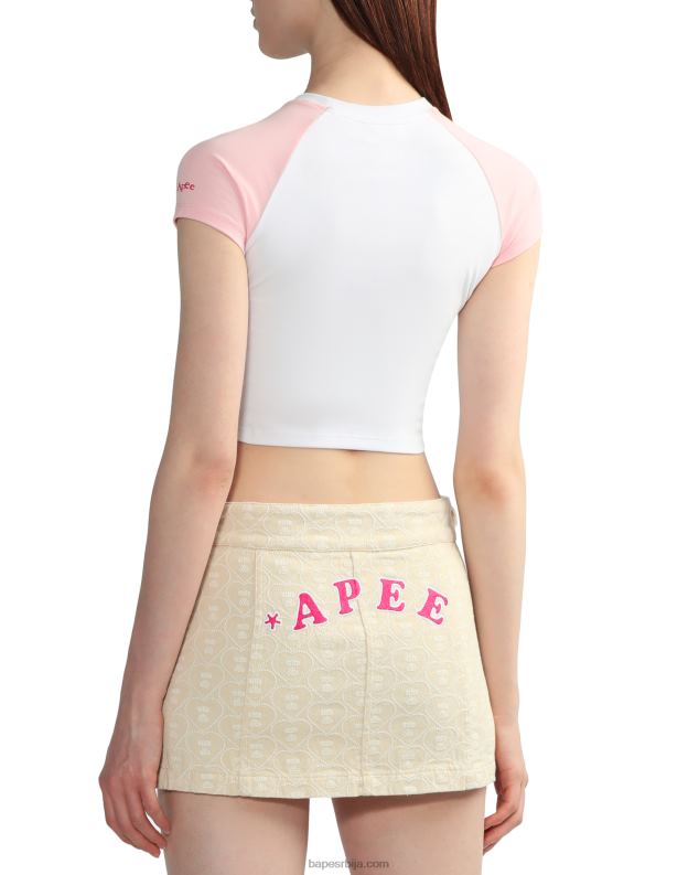 бео Жене A Bathing Ape графички кроп раглан мајица J4280836