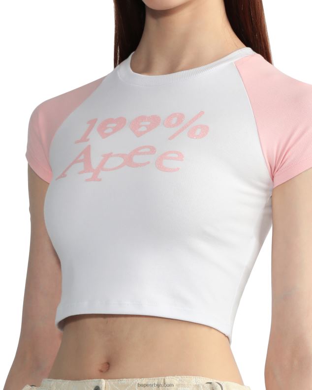 бео Жене A Bathing Ape графички кроп раглан мајица J4280836