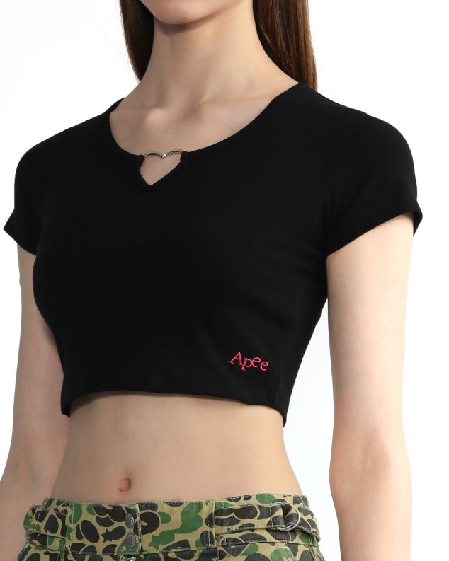 црн Жене A Bathing Ape метални прстен у облику срца J4280839