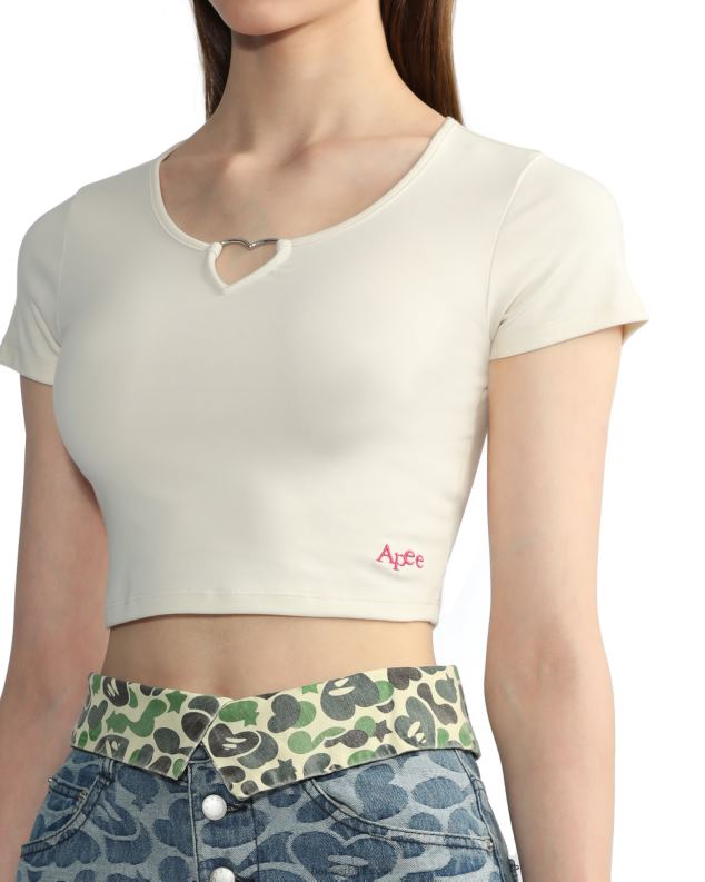 крем боја Жене A Bathing Ape метални прстен у облику срца J4280840