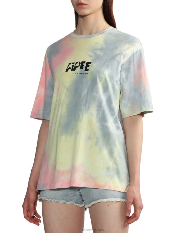 розе Жене A Bathing Ape тие-дие графичка мајица са прорезима J4280848