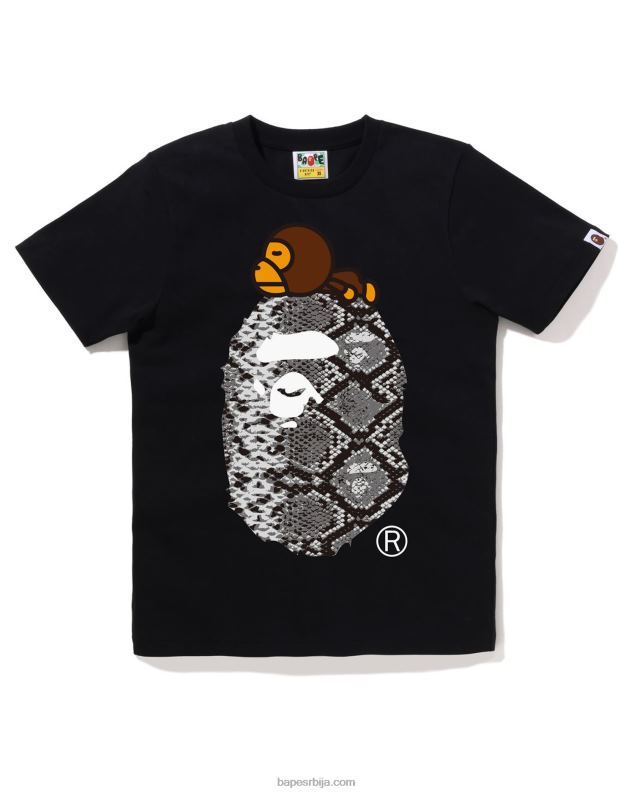 црн Жене A Bathing Ape змија мило на великој мајици J4280877