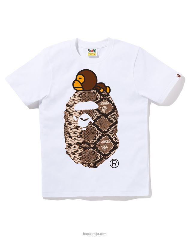 бео Жене A Bathing Ape змија мило на великој мајици J4280880