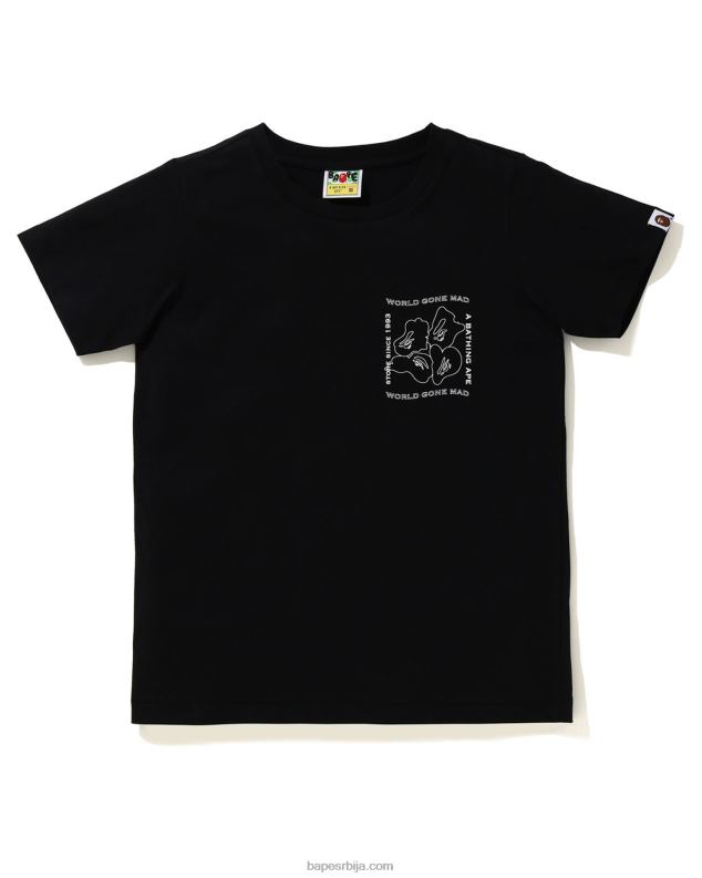 црн Жене A Bathing Ape мајица за штампање мастилом J4280927