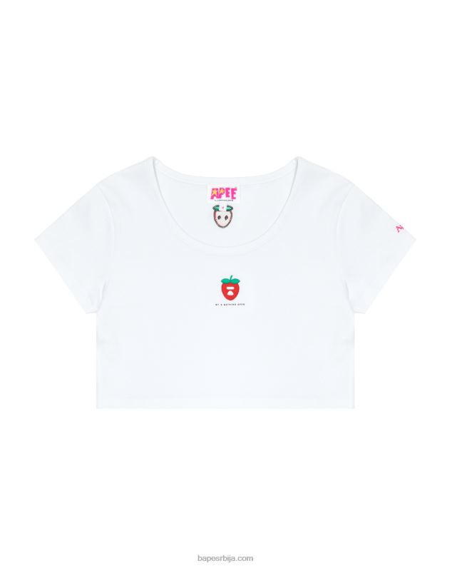 избељено бело Жене A Bathing Ape лого бобичаста мајица J4280939