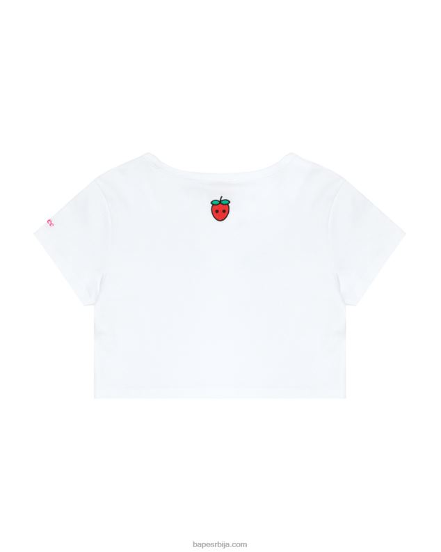 избељено бело Жене A Bathing Ape лого бобичаста мајица J4280939