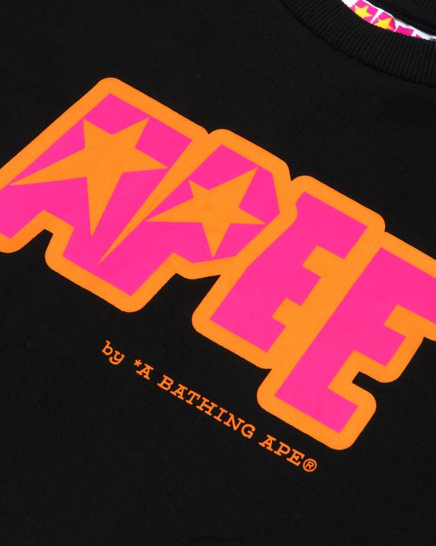 црн Жене A Bathing Ape изрезана мајица са двоструким логотипом J4280954