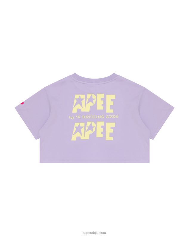 пастелно лила Жене A Bathing Ape изрезана мајица са двоструким логотипом J4280955