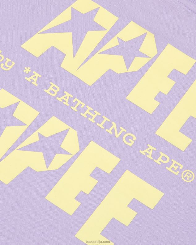пастелно лила Жене A Bathing Ape изрезана мајица са двоструким логотипом J4280955