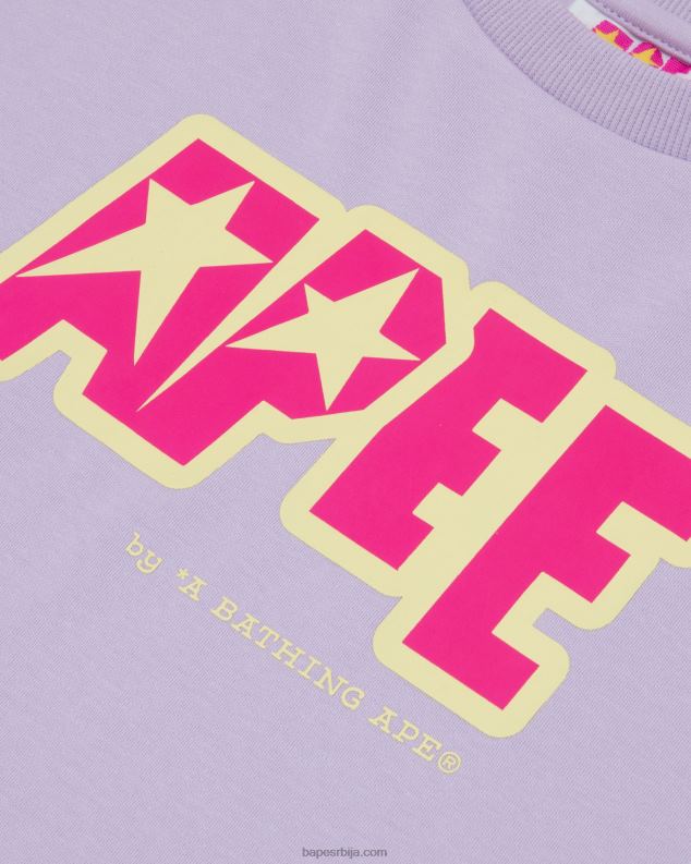 пастелно лила Жене A Bathing Ape изрезана мајица са двоструким логотипом J4280955
