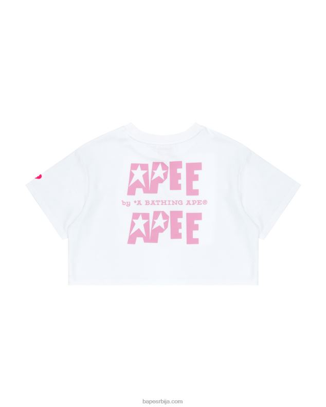 избељено бело Жене A Bathing Ape изрезана мајица са двоструким логотипом J4280956