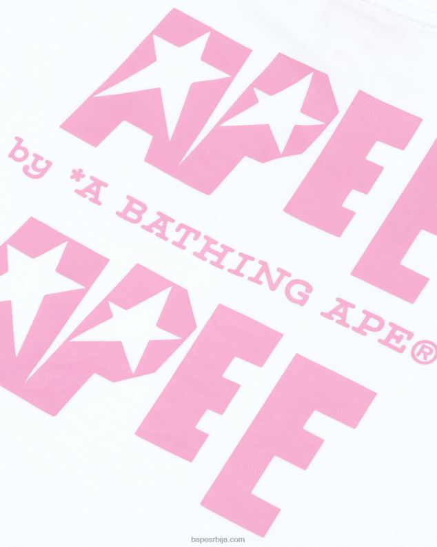 избељено бело Жене A Bathing Ape изрезана мајица са двоструким логотипом J4280956