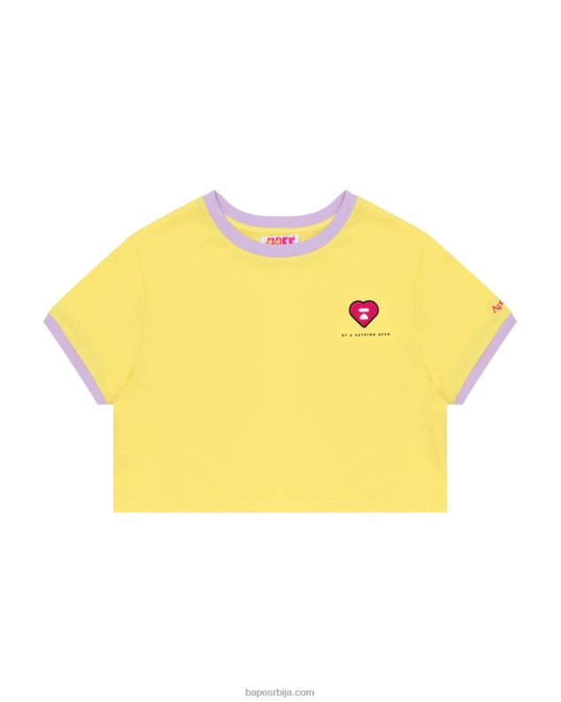 жута Жене A Bathing Ape мајица са изрезивањем срца J4280964