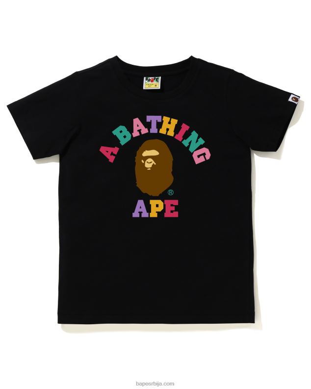 црн Жене A Bathing Ape боје колеџ мајица J4280981