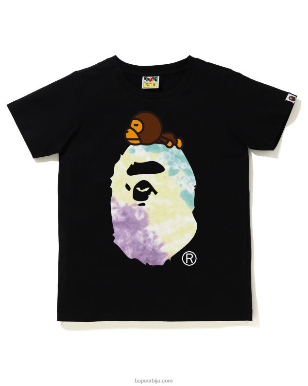 црн Жене A Bathing Ape тие-дие мило на великој мајици J4280993