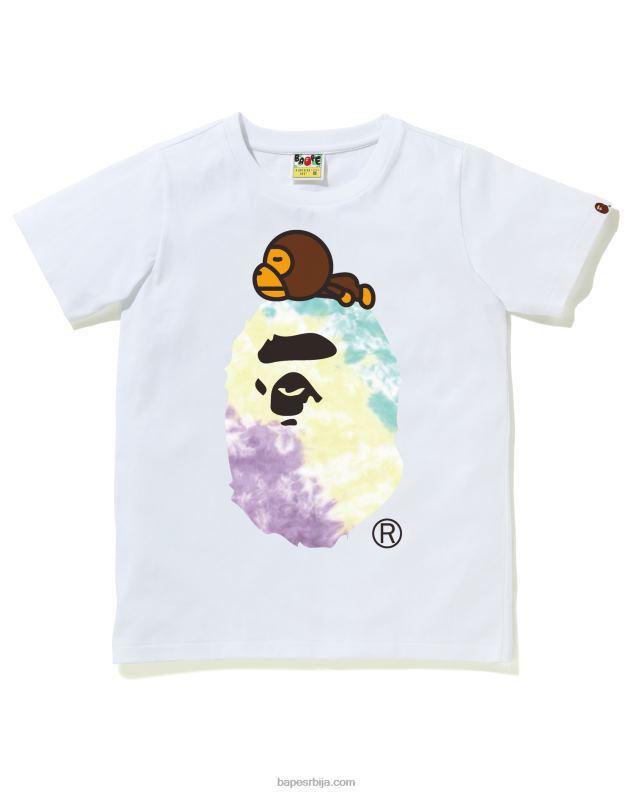 бео Жене A Bathing Ape тие-дие мило на великој мајици J4280994