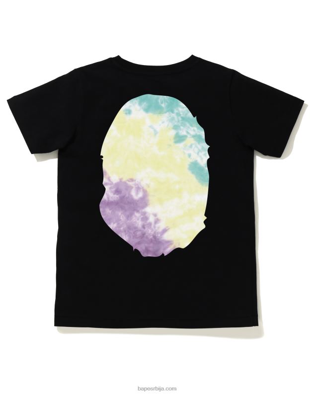 црн Жене A Bathing Ape тие-дие мајица са великом главом J4280999