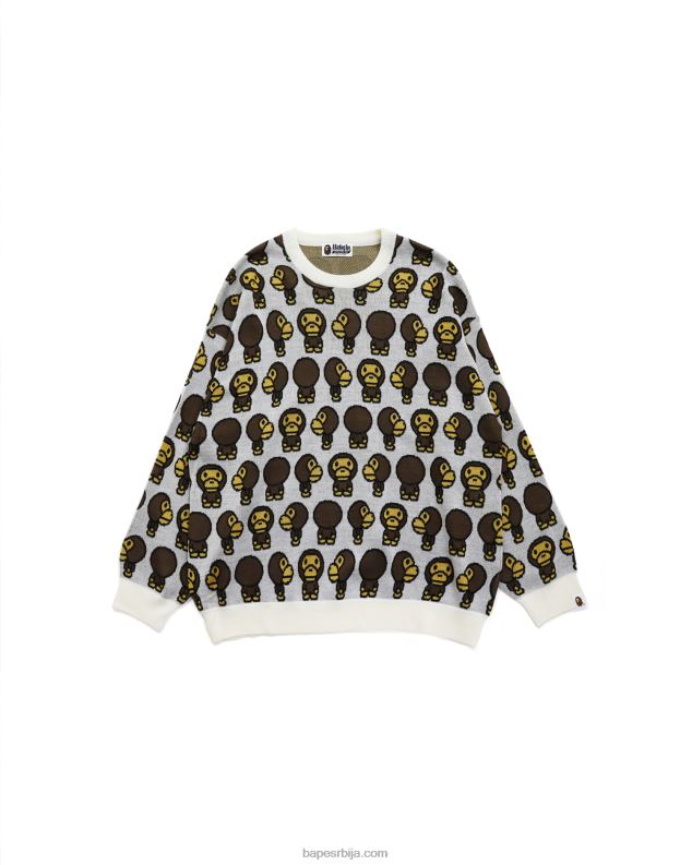 бео Жене A Bathing Ape беби мило превелики плетени џемпер J42801023