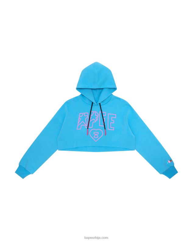 Плави Жене A Bathing Ape апее лого изрезана капуљача J42801028