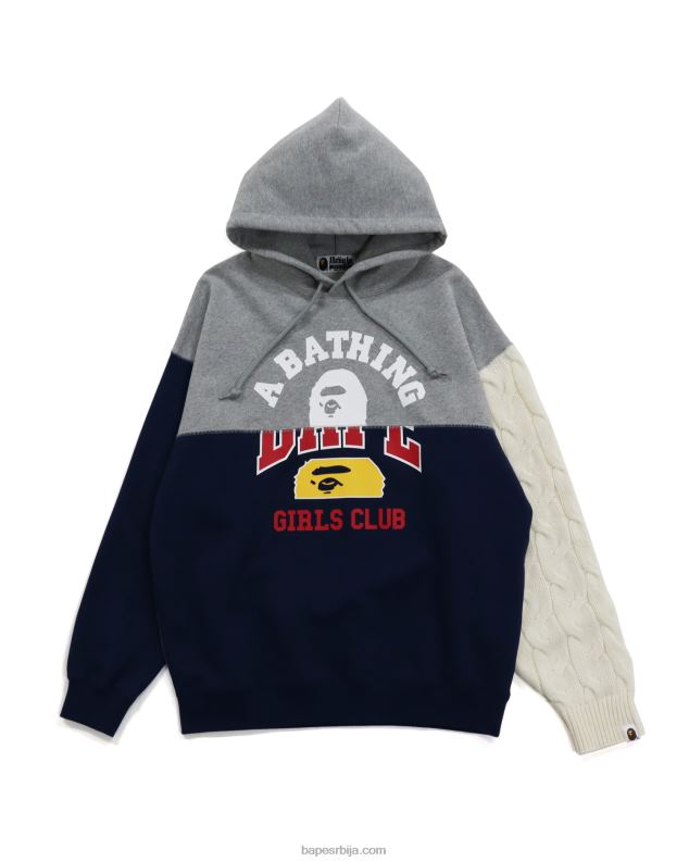 сива Жене A Bathing Ape пуловер са плетеним рукавима за спајање каблова J42801031