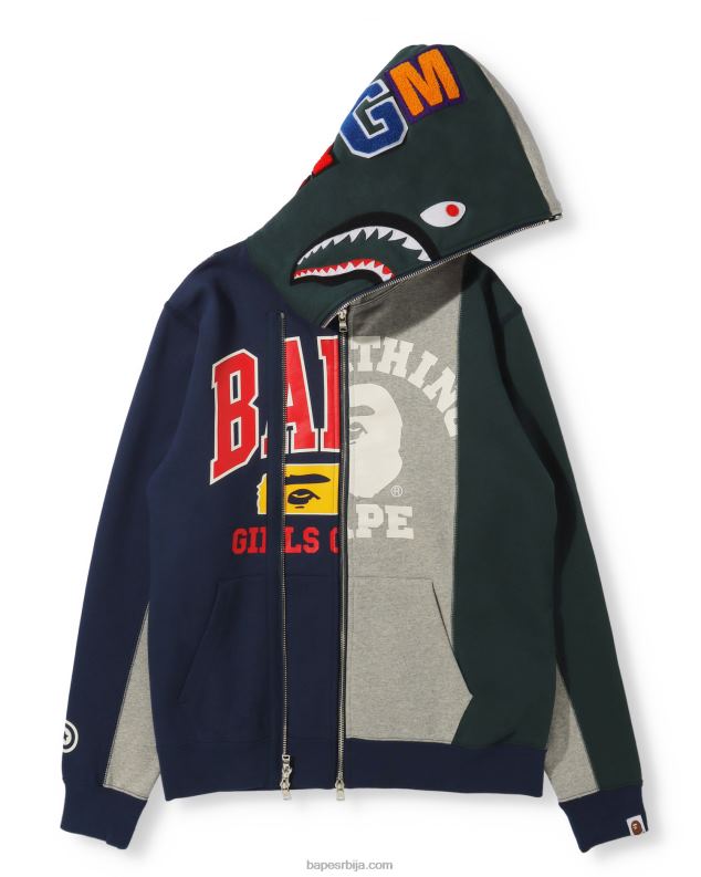 сива Жене A Bathing Ape доцкинг схарк дуксерица са пуним патентним затварачем J42801040