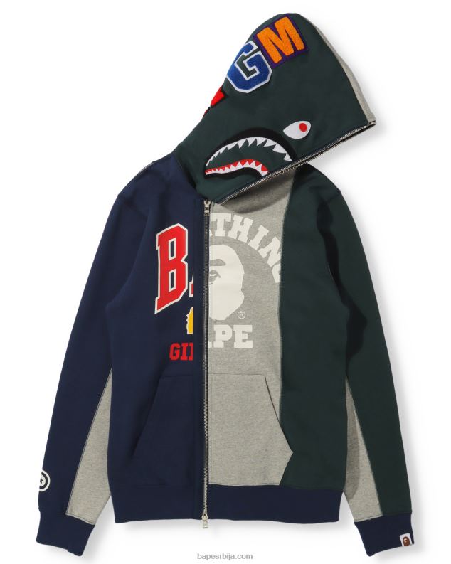 сива Жене A Bathing Ape доцкинг схарк дуксерица са пуним патентним затварачем J42801040