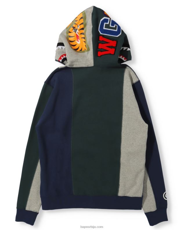 сива Жене A Bathing Ape доцкинг схарк дуксерица са пуним патентним затварачем J42801040