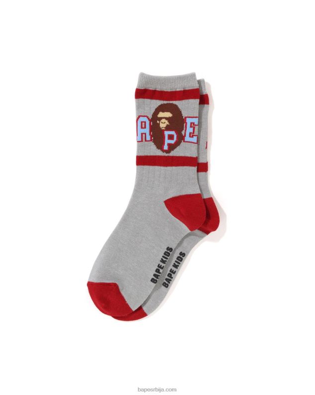 сива клинци A Bathing Ape линија главе ребра чарапе J42801439