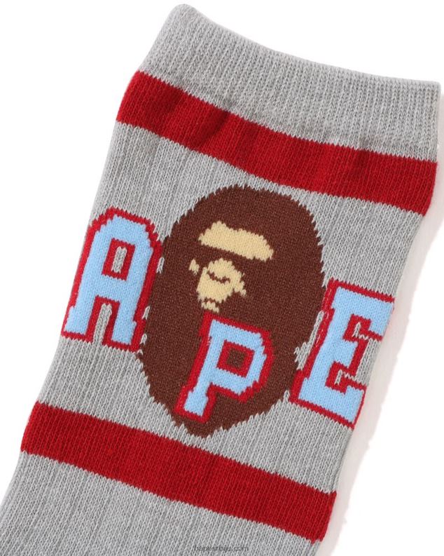 сива клинци A Bathing Ape линија главе ребра чарапе J42801439