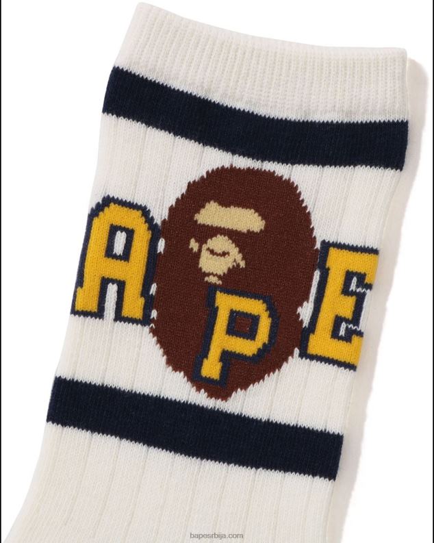 бео клинци A Bathing Ape линија главе ребра чарапе J42801441
