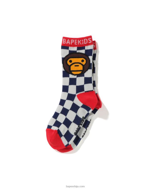 Морнарско плаво клинци A Bathing Ape беби мило кариране чарапе са заставом J42801741