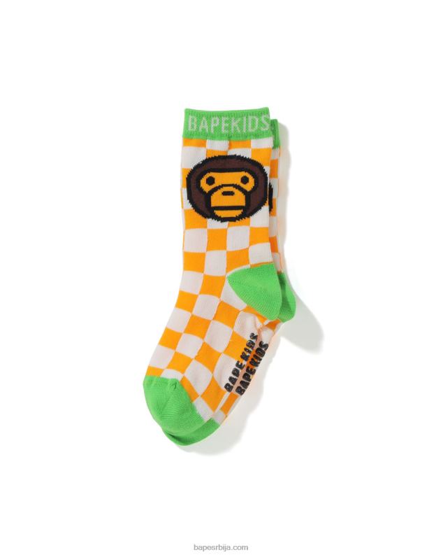 наранџаста клинци A Bathing Ape беби мило кариране чарапе са заставом J42801742