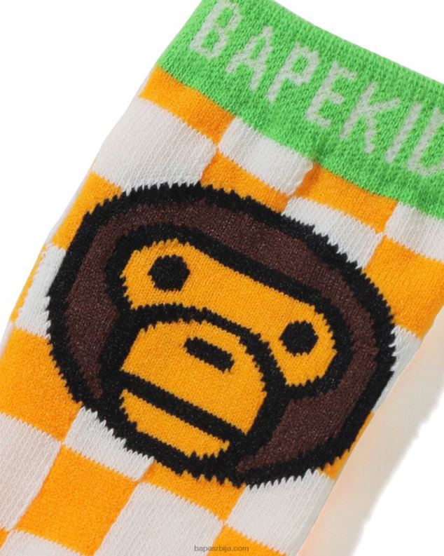наранџаста клинци A Bathing Ape беби мило кариране чарапе са заставом J42801742