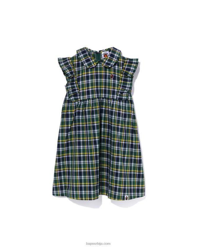 Војничко зелена клинци A Bathing Ape једноделни округли овратник са мини каром J42801326