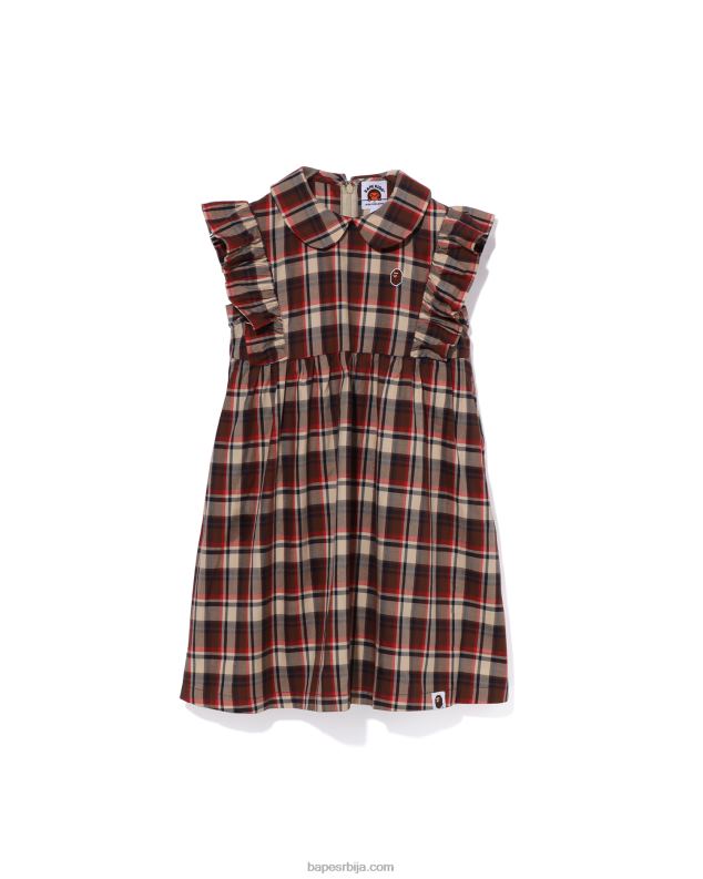 јарко црвена клинци A Bathing Ape једноделни округли овратник са мини каром J42801327